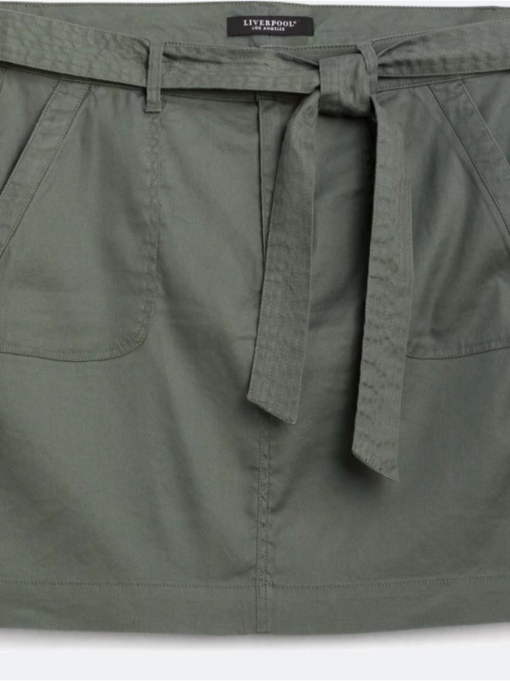 Liverpool Green Utility Mini Skirt with Tie Belt
